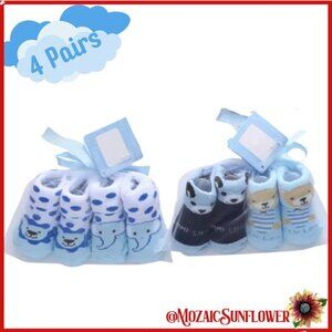 NEW WITH TAGS Infant Sock Set 0-12 Months 4 Piece Set In Mesh Gift Bags